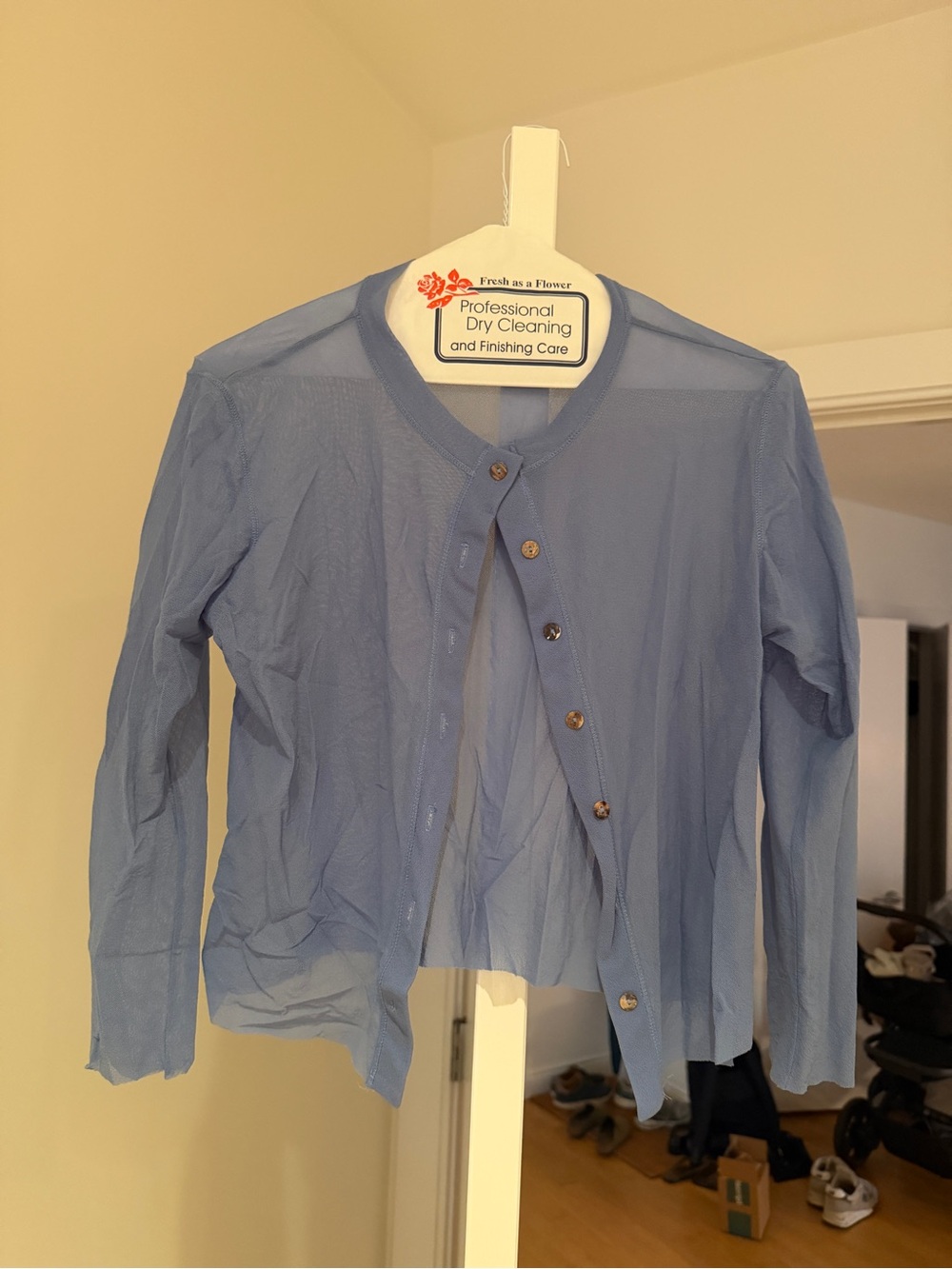 Viviana Lightweight Sheer Cardigan in Dusty Blue
